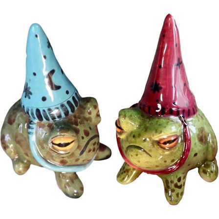 Groda have dekoration | heksehat lille frø statue | udendørs gård kunst | håndmalet bonsai pryd