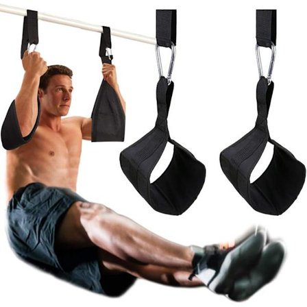 Hängande magträningsremmar med D-ringar - Slitstarka fitnessremmar - Magremmar för chinsstång, par