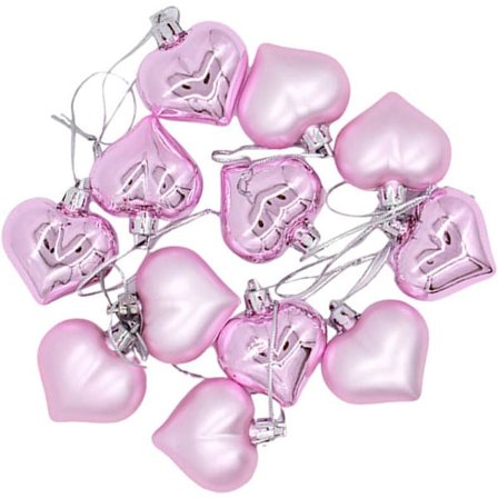 12 stk. julekuglepynt hjerteform juledekorationer