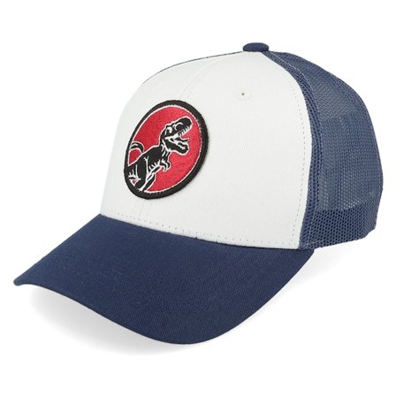 Kinder Kiddo Cap - Weiss trucker Cap - Kinder T-rex Red Round Patch White/Navy Trucker @ Hatstore