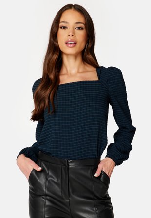 BUBBLEROOM Yara puff sleeve top Dark green Klær