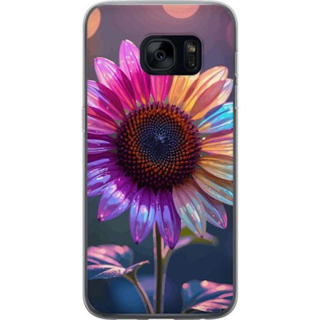 Kompatibelt Mobildeksel til Samsung Galaxy S7 Irideserende blomst med glitrende kronblad i rosa lilla og gull mot myk bokeh bakgrunn