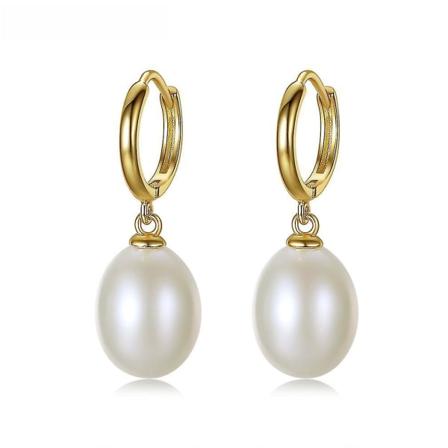 Øre-klips S925 sølvperler 18k ekte gullbelagte øredobber for ball