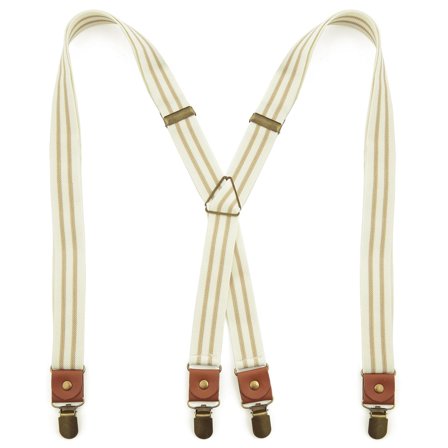 Szelki vintage w kolorze kremowym dla mężczyzn - Szelki na klipsy