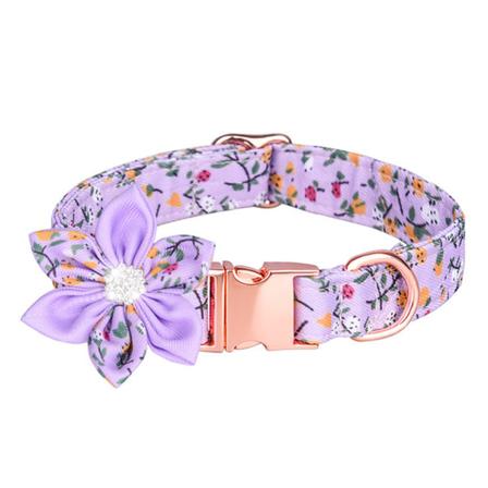 Hundehalsbånd for jentehunder Blomstermønster Justerbart kjæledyrhalsbånd Avtakbar blomst
