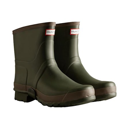 Hunter Mens Gardener Short Wellington Boots 10 UK Mörk Oliv/Lera
