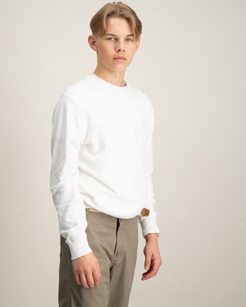 Grunt GRCarl Crew Knit Cremefärgad Tröjor Kille - Kids Brand Store