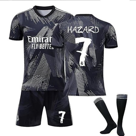 22-23 Real Madrid fotbollströja T-shirt Shorts Fotbollströja HAZARD 7 Kids 18(100-110CM)