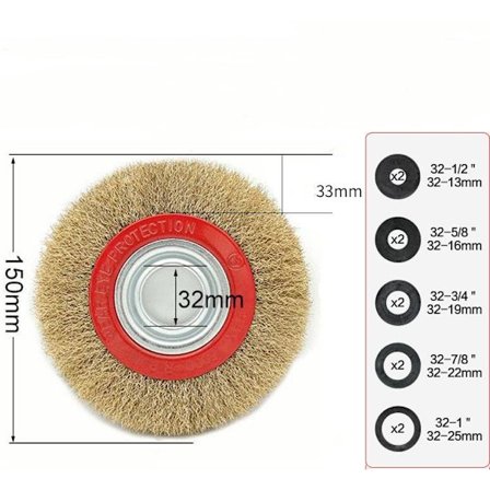 Rund børstet korrugeret messingtråd, diameter 150mM [hul 32mm] s