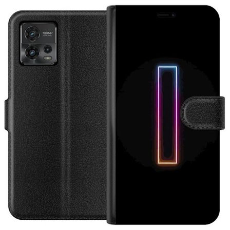 Kompatibel Tegnebogsetui til Motorola Motorola Moto G72 Minimalistisk neonbogstav I i regnbuefarver mod mørk baggrund