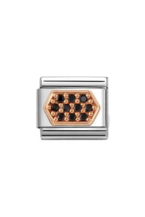 PAVE Various Steel, Zircon & 9K Rose Gold Black Hexagon