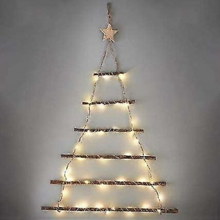 Juletre av opplyst kvist for vegg, 40 varmhvite LED-lys, batteridrevet hengende juleveggdekorasjon