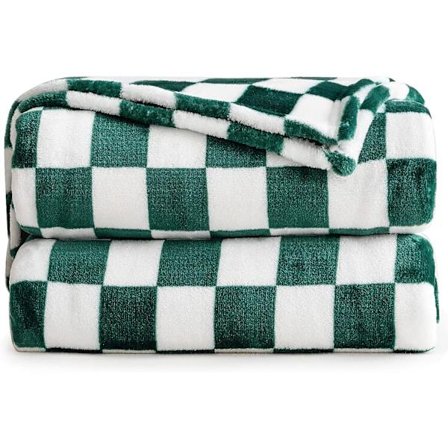 Buffalo Plaid Fleecefilt (70*140cm, Grön) - Rutig Flanellfilt - Mjuk Lätt Mikrofiber Velourfilt för Soffa och Soffa