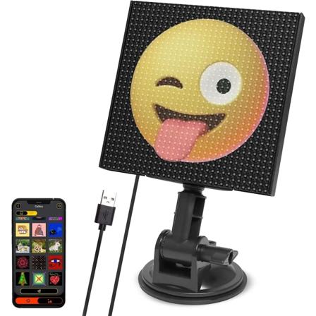 Pixel-skjerm, LED-skilt for bil med styring via smarttelefonapp, 32x32 piksler, tilpasset tekstmønster og animasjonsprogram