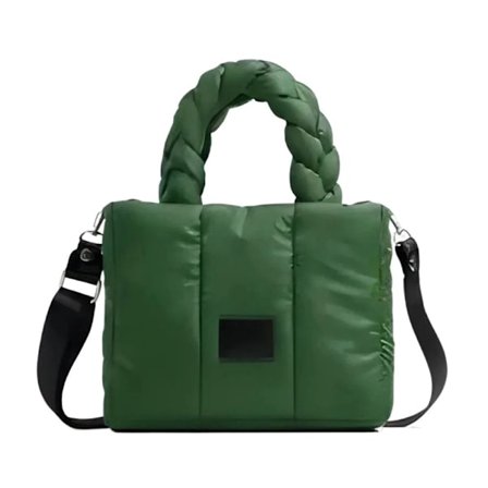 Puffer Tote Bag Quiltet Puffy Handbag GRØNN