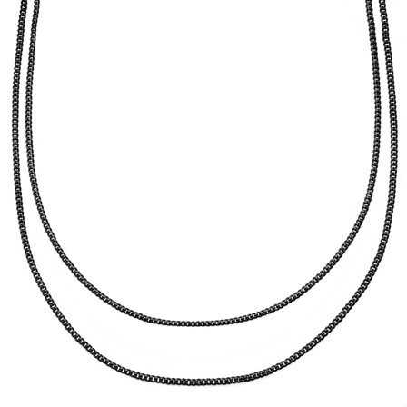 Collar de cadena doble negro a capas Rico para hombres - Collares acero