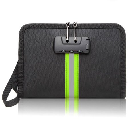 Brannsikker kontantveske, pengeveske med lås og glidelås, sikker brannsikker og vanntett veske, egnet for kontanter, mobiltelefoner, nøkler og 