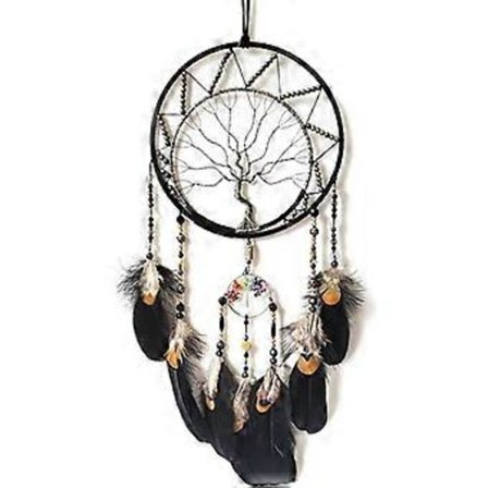 Musta unisieppari, elämänpuu-unisieppari seinäkoristeeksi, unisieppari aikuisten makuuhuoneeseen, sulka seinäkoristeet pojille lasten lahjat