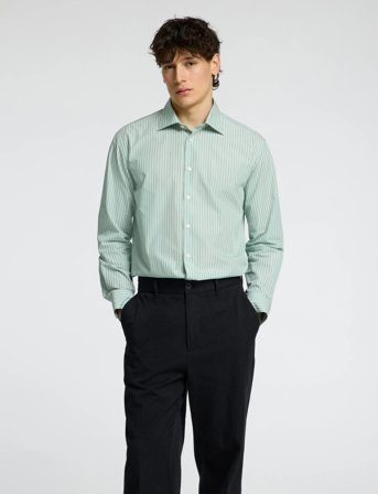 Selected Slhreglux Poplin Ls Shirt Spread - Green - M