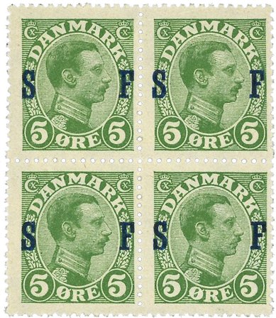 Danmark 1917 - Soldaterfrimærke AFA 1 - 4-blok - Postfrisk