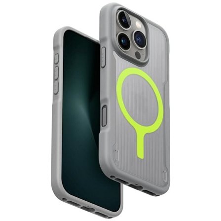 Uniq Combat Active Magclick -latauskotelo iPhone 16 Pro:lle - harmaa