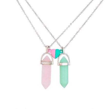 Trendy Krystal Matchende Hjerte Vedhæng Halskæder til Par, Kugleformet Farverige Krystal Vedhæng Blå Pink