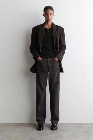 COS Women's Camiseta Con Botones De Manga Larga in Negro