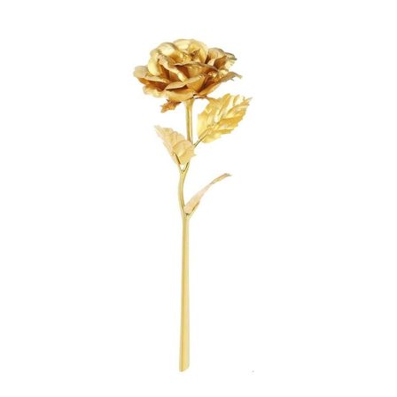 Auelife 24K Gullrose Lang Stilk Gullfolie Kunstige Rose Blomster Gave til KLB
