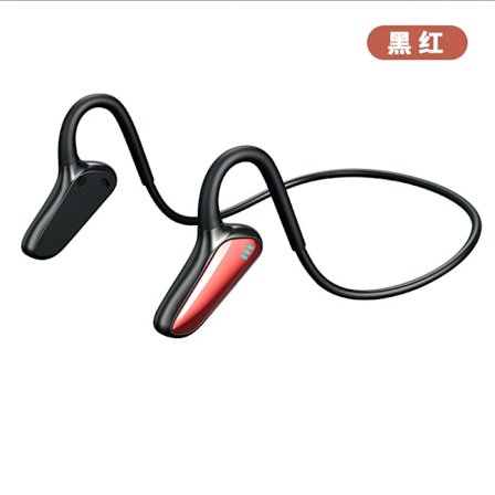 Åpne svarte og røde trådløse beinledningshodetelefoner