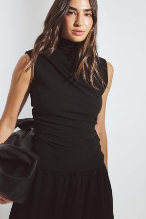 NA-KD Draped Jersey Top - Ærmeløse toppe - Sort - XS