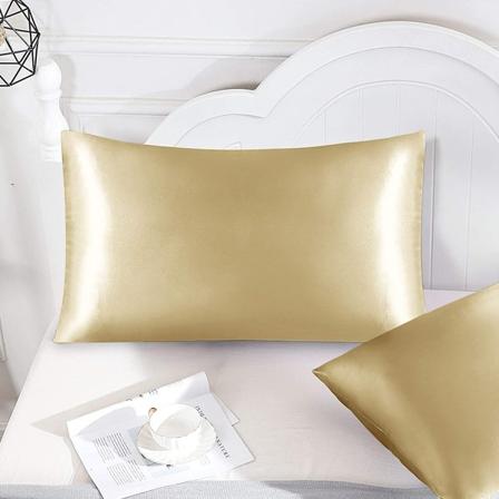 Silkki kuin kaksipuolinen jää Silkkityynyliina yksivärinen tyynyliina -1 pari Champagne color (51 * 66cm pair)