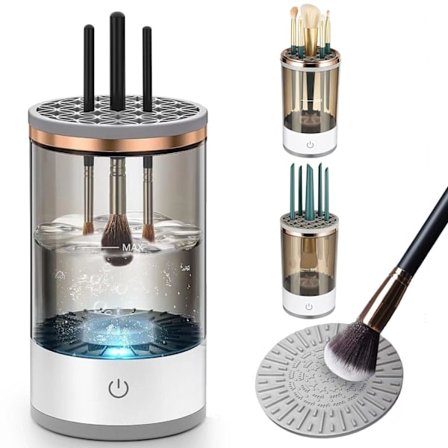 Automatisk makeupbørste-renser, elektrisk makeupbørste-rengøringsmaskine, makeupbørste-rengøringsværktøj, god gave til mor, kone