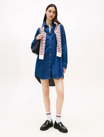 Tommy Jeans Relaxed Shirt Dress - Blue - M