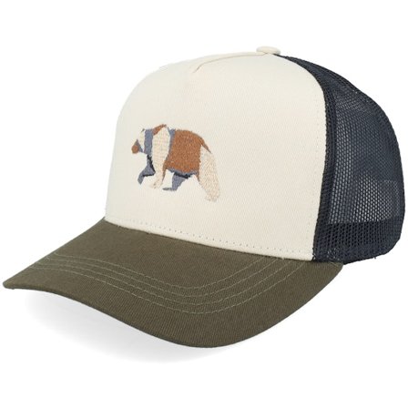 Kiddo Cap - Beige trucker Cap - Kids Origami Paper Bear Stone/Black/Olive A-frame Trucker @ Hatstore