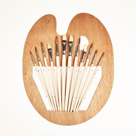 12-delt Kunstner Penselsæt med 9" x 12" Træmaleri, ZQKLA