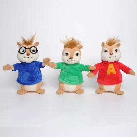 3 stk. Alvin og gjengen Plysjdukker Chipmunks Leker Barne Gave
