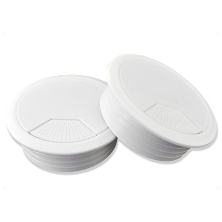 2 x Skrivbord Kabelgenomföring Pc Gamer-kabeluttag-kabelgenomföring-kabelgenomföring-diameter: 60 mm Rund Vit
