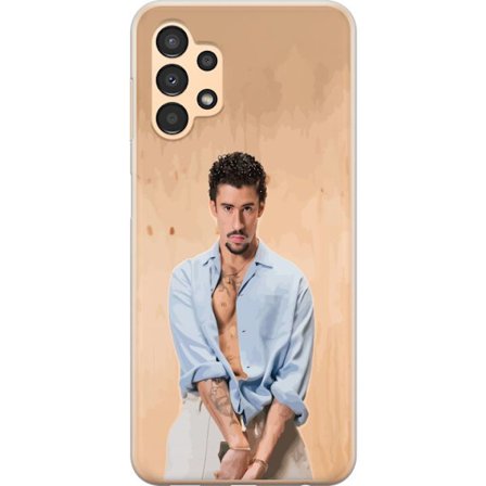Yhteensopiva Puhelinkuori Samsung Galaxy A13 Bad Bunny Super Bowl-inspiroima grafiikka, jossa NFL-trofe ja San Franciscon silta urheilusuunnittelussa