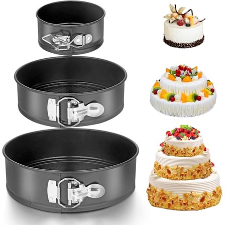 Joustavat reunavuoat, 3 kpl, kakkuvuoat, 4"/7"/9" pyöreä tarttumaton leivontavuoka, 11 cm/18,6 cm/23 cm kakkuvuoat irrotettavalla tasaisella pohjalla