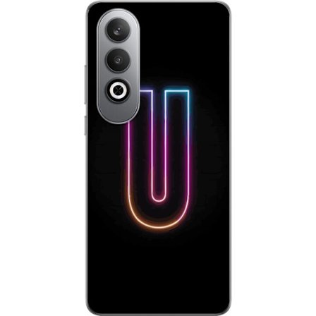 Kompatibel Mobilcover til OnePlus OnePlus Nord CE4 Minimalistisk neonbogstav U i farverig lyseffekt mod sort baggrund