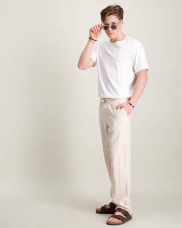 RYVLS Jackson Linen Pants Beige Bukser Gutt - Kids Brand Store