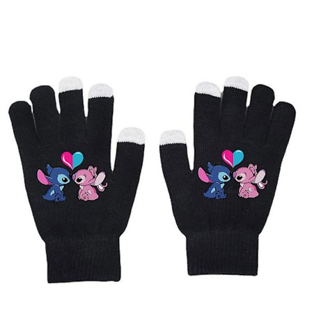 Unisex Lilo & Stitch Full Finger Handsker Varm vinterstrikket handske vanter Gaver