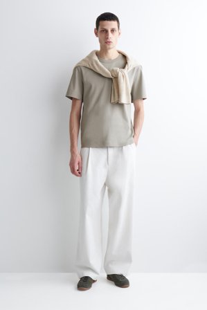 COS Men's Camiseta De Algodón Con Cuello Redondo in Gris