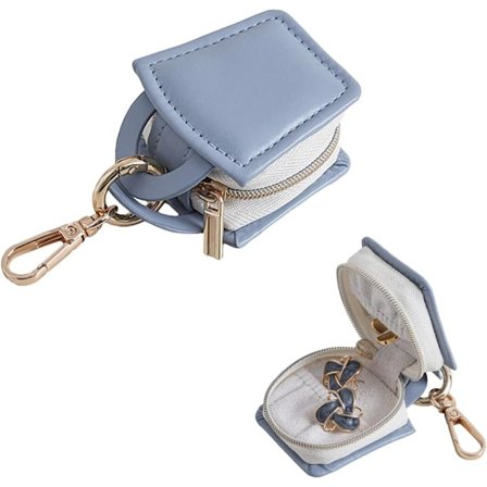 Matkakorujen avaimenperä, Mini korukotelo Kannettava keinonahkainen sormuskotelo Kuntosali Urheilu Korvakorut Kaulakoru Sormus Säilytys Korurasia 