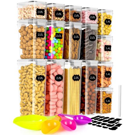 Förvaringsburkar 16 set matburkar med lock, förvaringsbehållare, förvaringslåda,