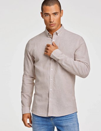 Lindbergh Linen/Cotton Shirt L/S - Beige - M