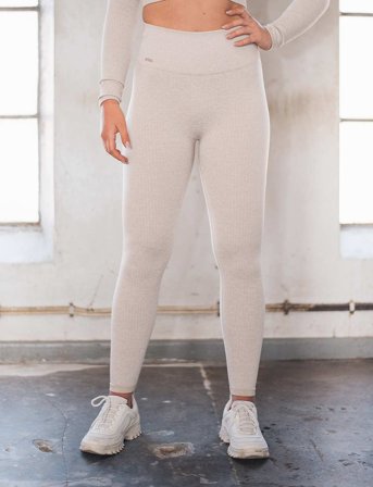 aim ́n Beige Ribbed Seamless Tights - Beige - XL