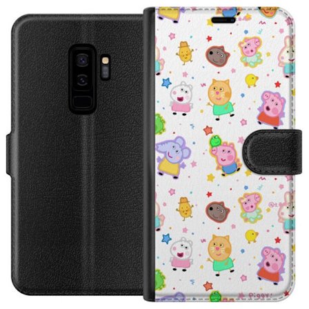 Kompatibelt Lommeboketui til Samsung Galaxy S9+ Fargerike tegneserie dyrekarakterer i en leken stil med stjerner og prikker på en lys bakgrunn
