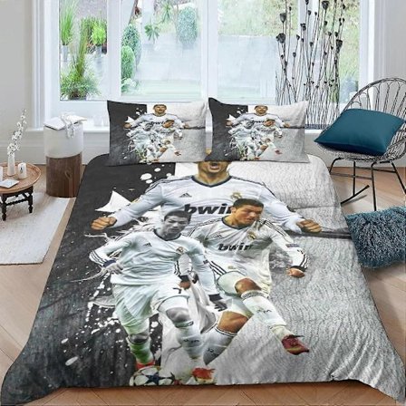 Sängkläder set XU455 Fotboll CR7 Påslakan, Ronaldo Mikrofiber Sängkläder Set 3 delar Barn Täcke Örngott Set Flera storlekar att välja mellan PW455