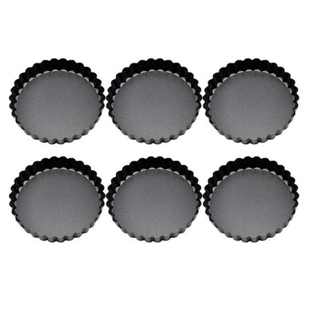 6 stk Mini Kakeform med Avtakbar Bunn 3 Tommer Egg Terte Muffin Pan Svart Rund for Dessertbaking